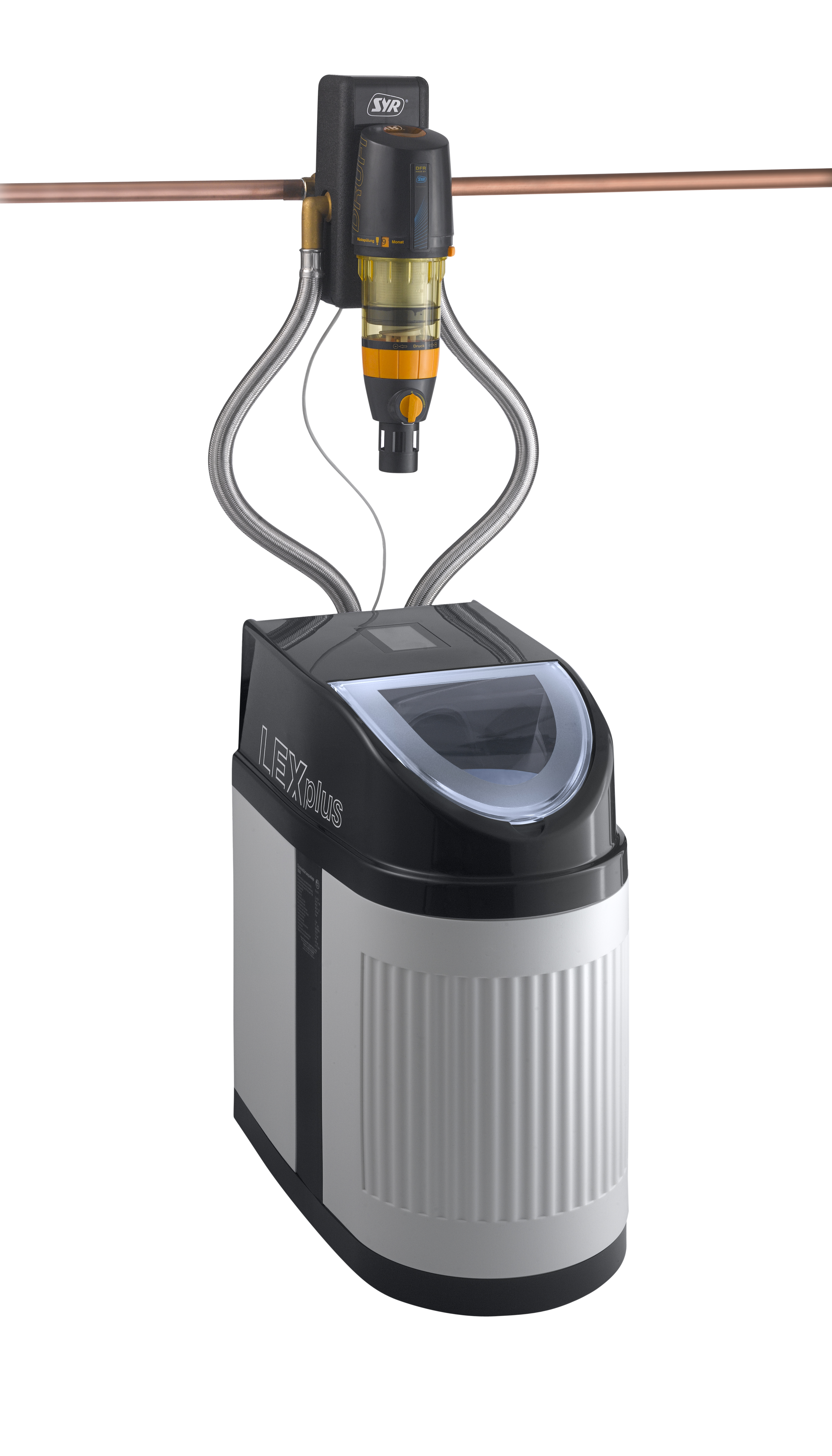 SYR LEX Plus 10 SL Connect – Komplet komfortpakke med vandblødgøringsanlæg, bagskyllefilter, trykreduktionsventil og universalflange DN 25