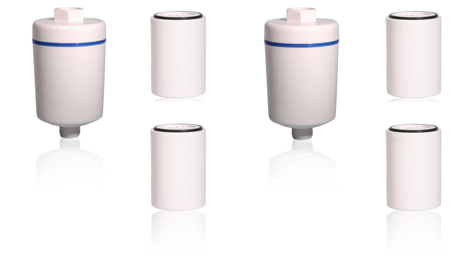 PAKKETILBUD – 2 stk. Hvid Brusefiltre + 2 stk. Refillpatroner – Spar 25%