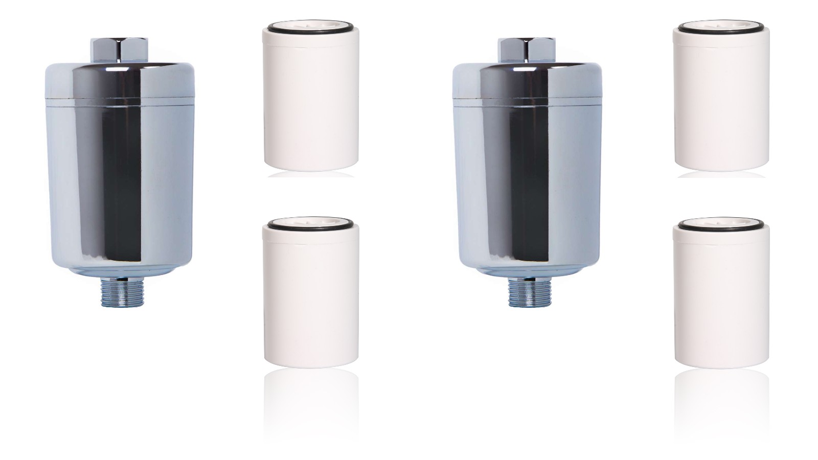 PAKKETILBUD – 2 stk. Chrome Brusefiltre + 2 stk. Refillpatroner – Spar 20%